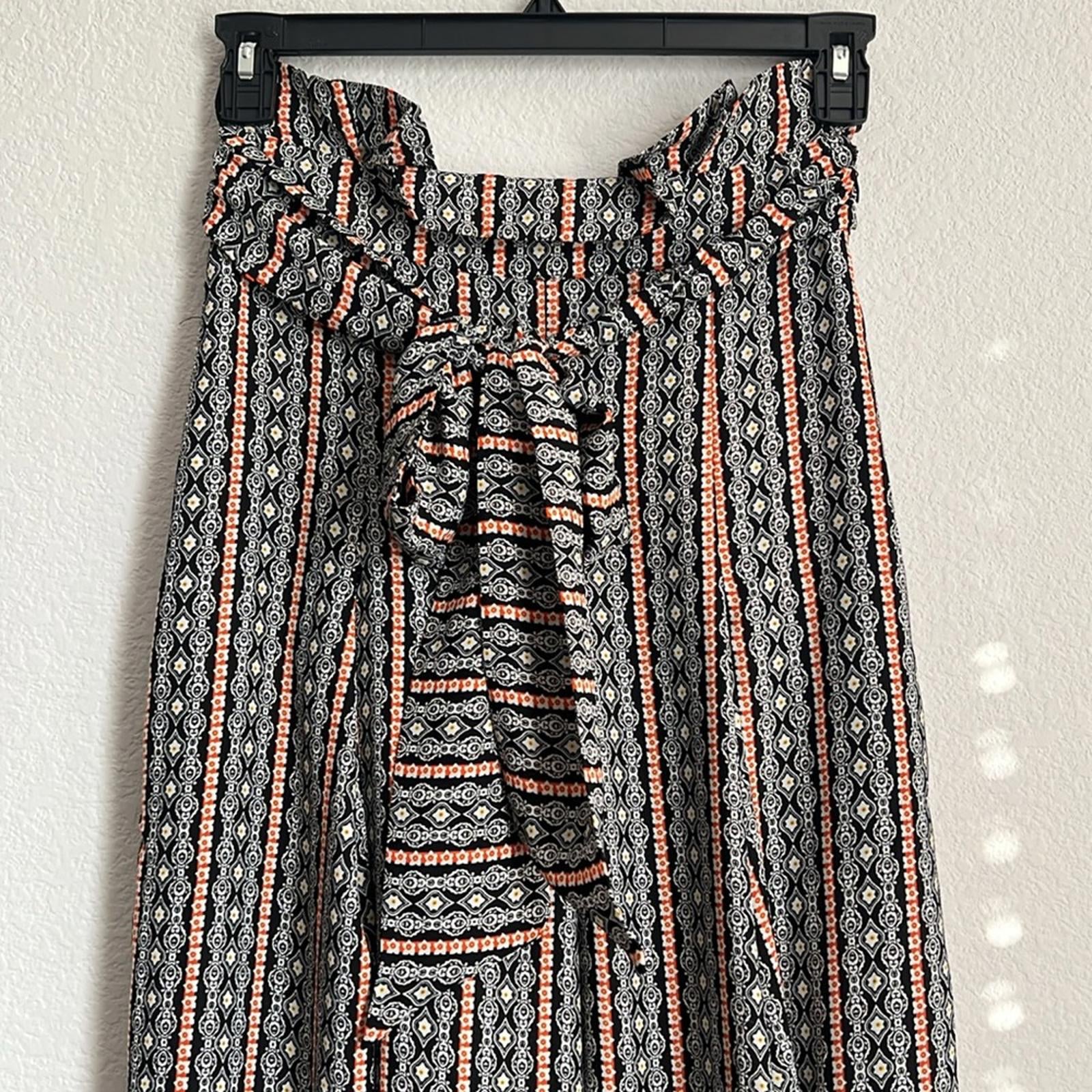 Gracia Black Palazzo Pants in Black/White/Orange, NWT, Size S