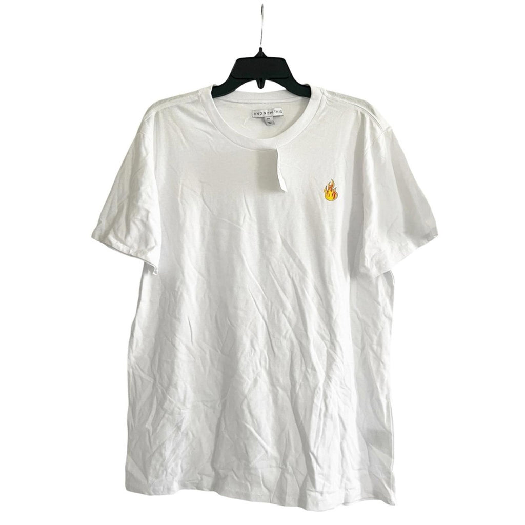 And Now This Men's Fire Graphic T-Shirt in White, Size XXL New w/Tag