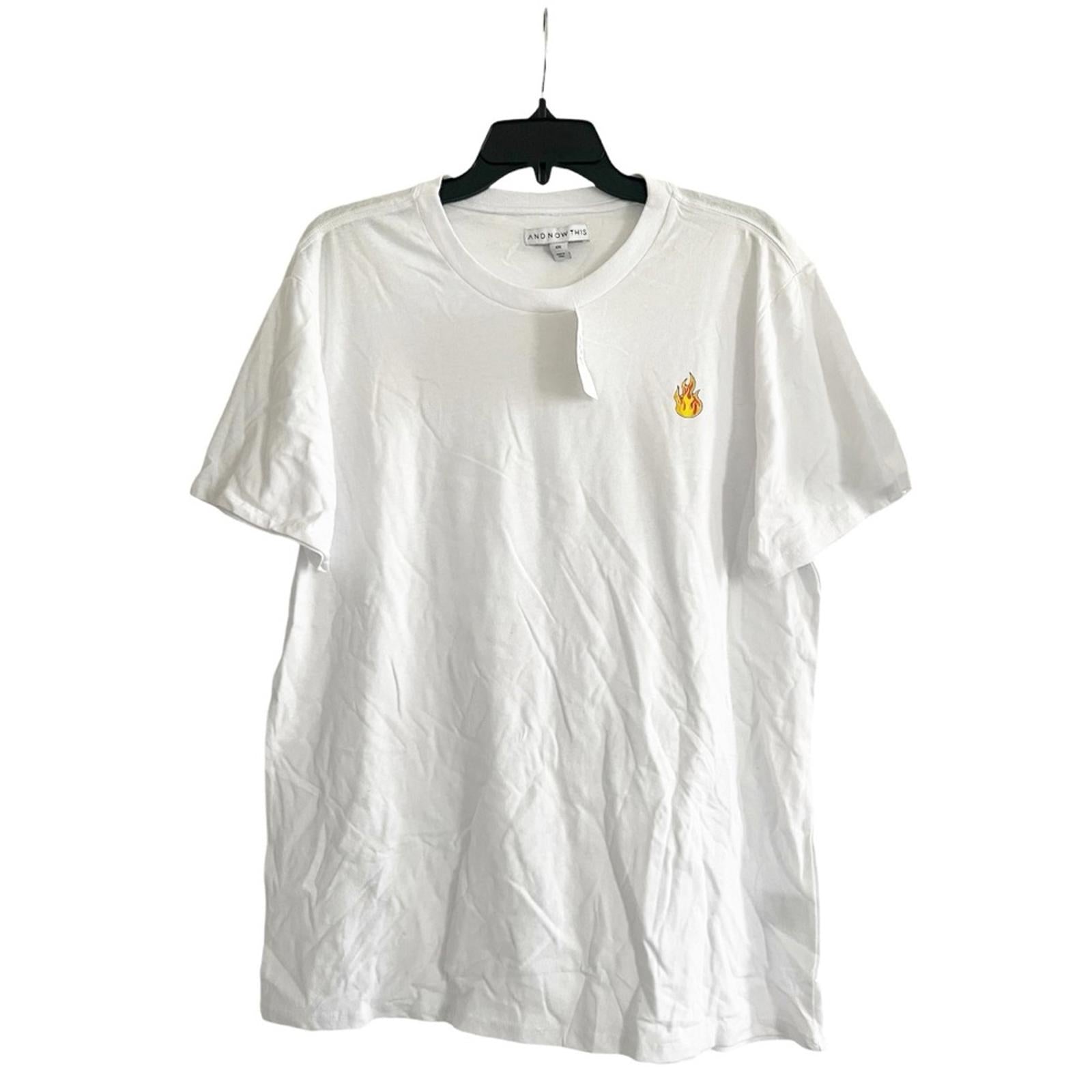 And Now This Men's Fire Graphic T-Shirt in White, Size XXL New w/Tag