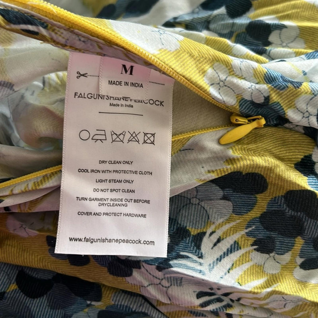 Falguni Shane Peacock Yellow Divine Long Maxi Dress, Size M, New w/Tag