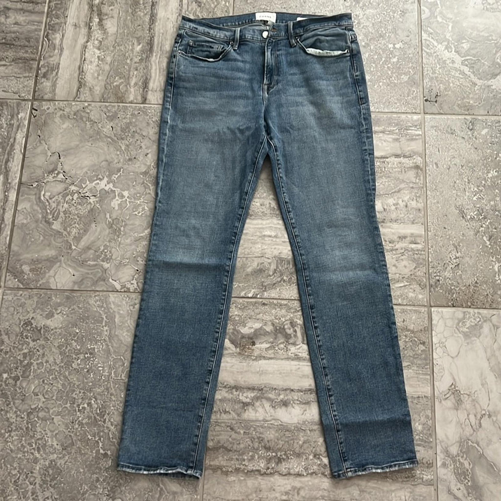 FRAME L’Homme Slim Denim Jeans, Blue Size 33 Retail $208