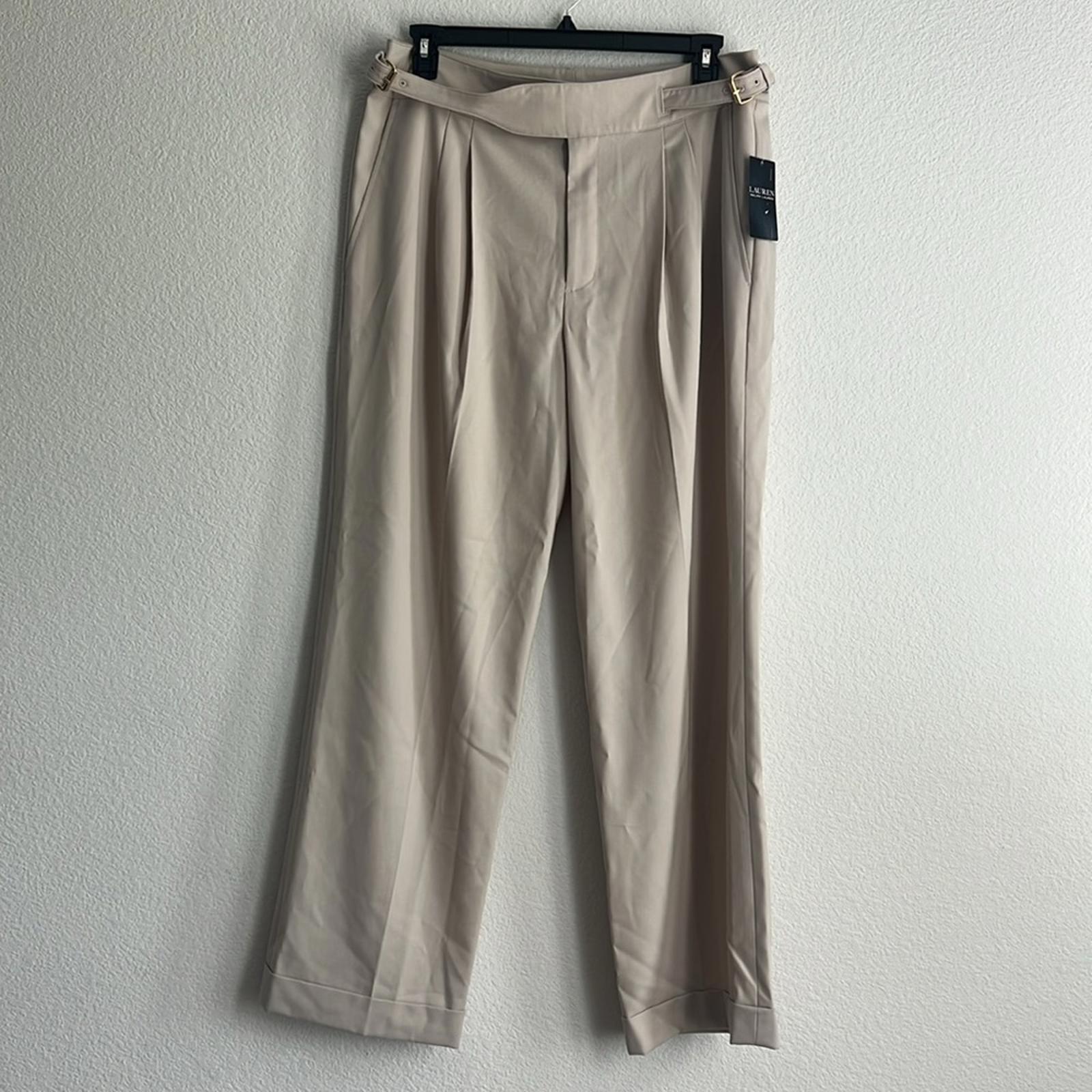 Lauren Ralph Lauren Pleated Wool-Blend Twill Straight Pants, NWT, Size 14