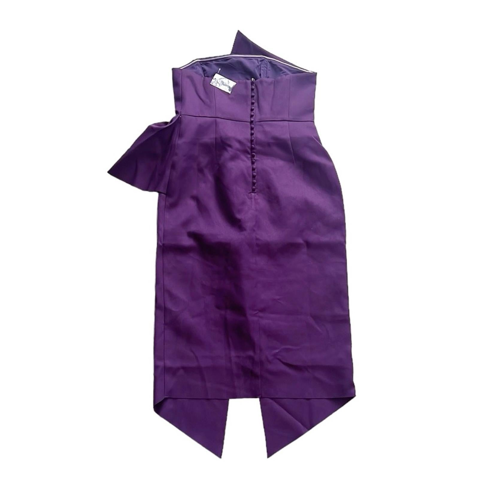 NEW Elliatt Reception Cascade Ruffle Strapless Dress in Purple, Size L $170