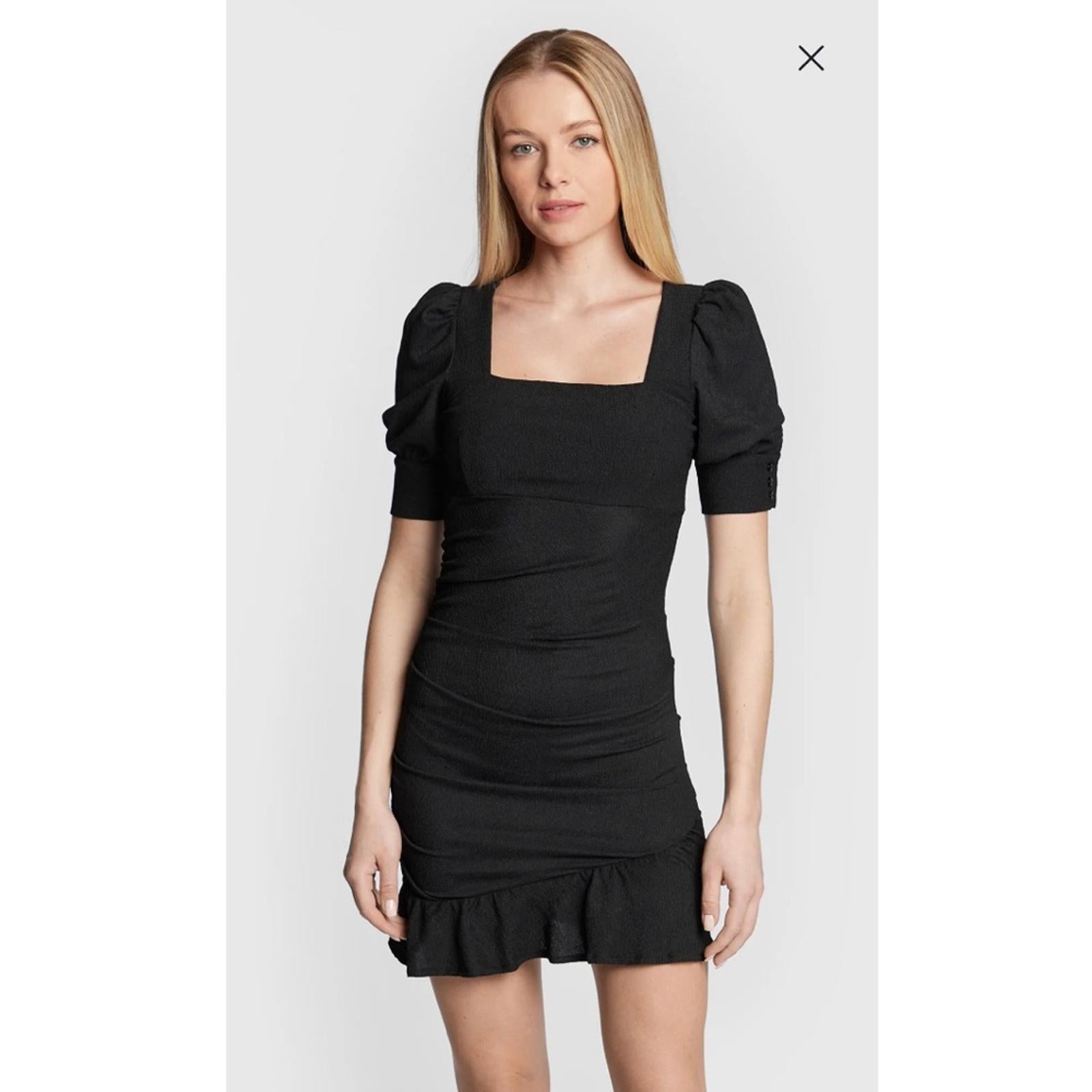 ba&sh Woody Ruffle Mini Dress in Black, Size M New w/Tag Retail $335