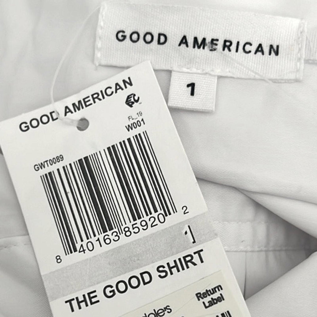 Good American The Good Shirt in White, Size 1 (Small) New w/Tag Retail $129