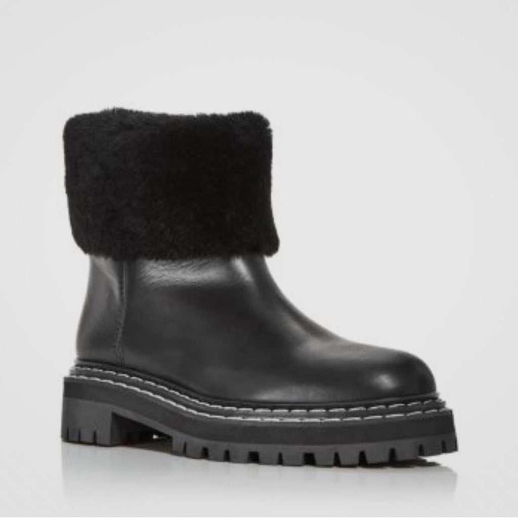 Proenza Schouler CA/SH Shearling Booties in Black, Size 38 NEW in Box + DustBag