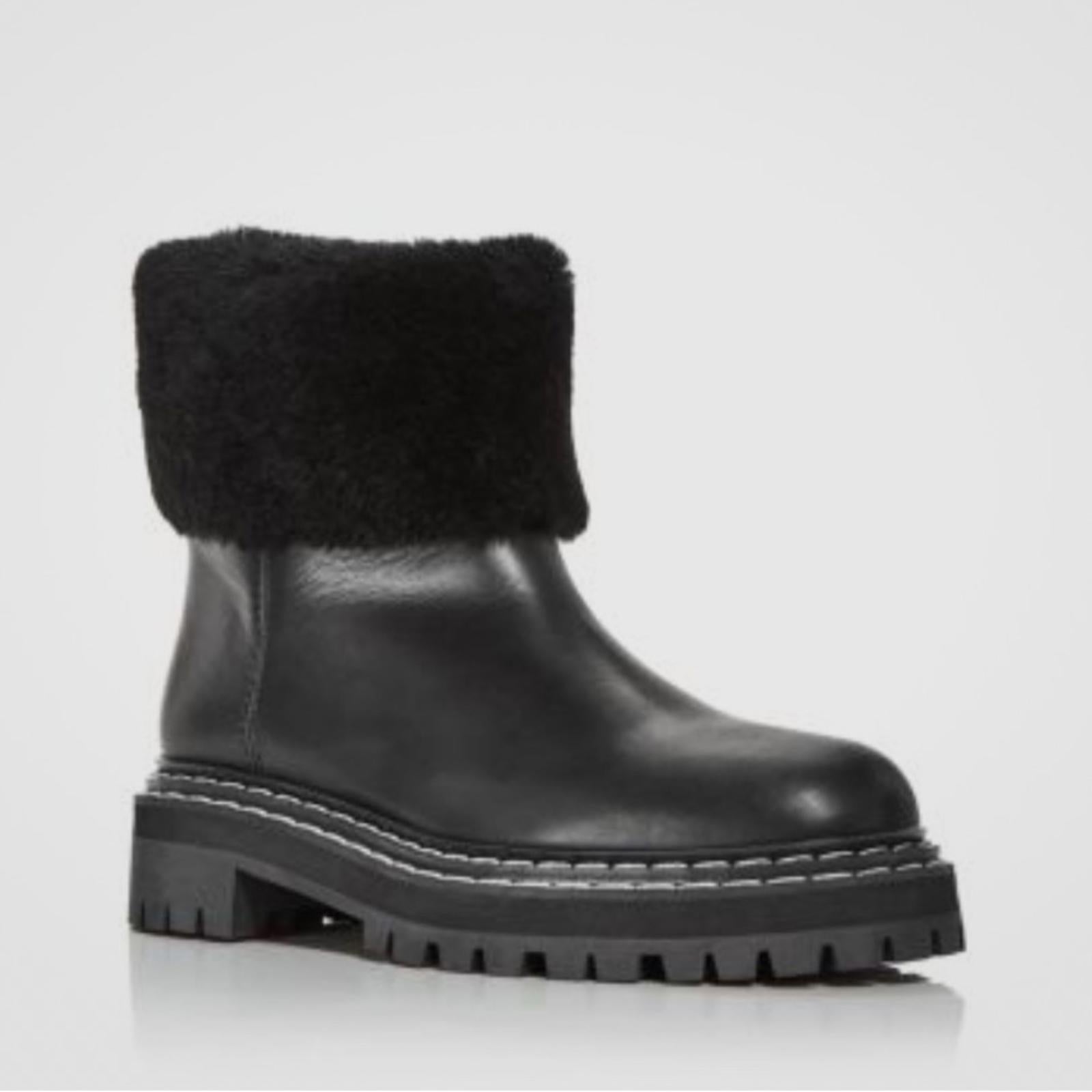 Proenza Schouler CA/SH Shearling Booties in Black, Size 38 NEW in Box + DustBag