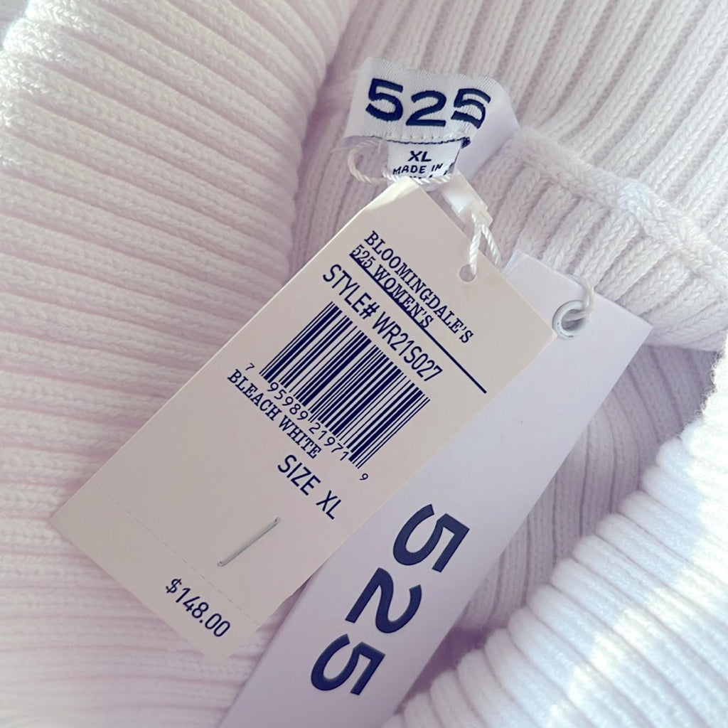 525 Off-the-Shoulder Ribbed Knit Sheath Dress in Bleach White Size XL NEW $148