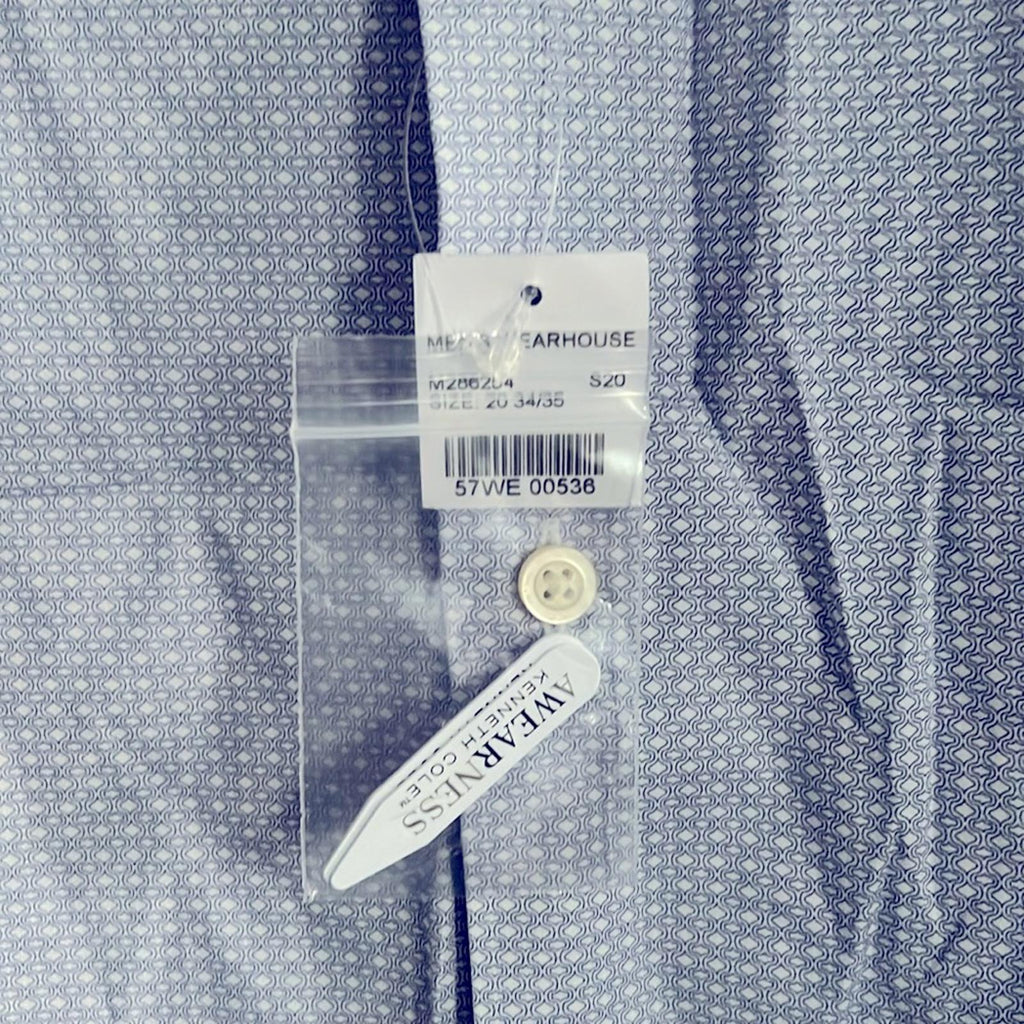 Awearness Kenneth Cole Non-Iron Slim Fit Dress Shirt, Size 20 (34/35) New w/Tag