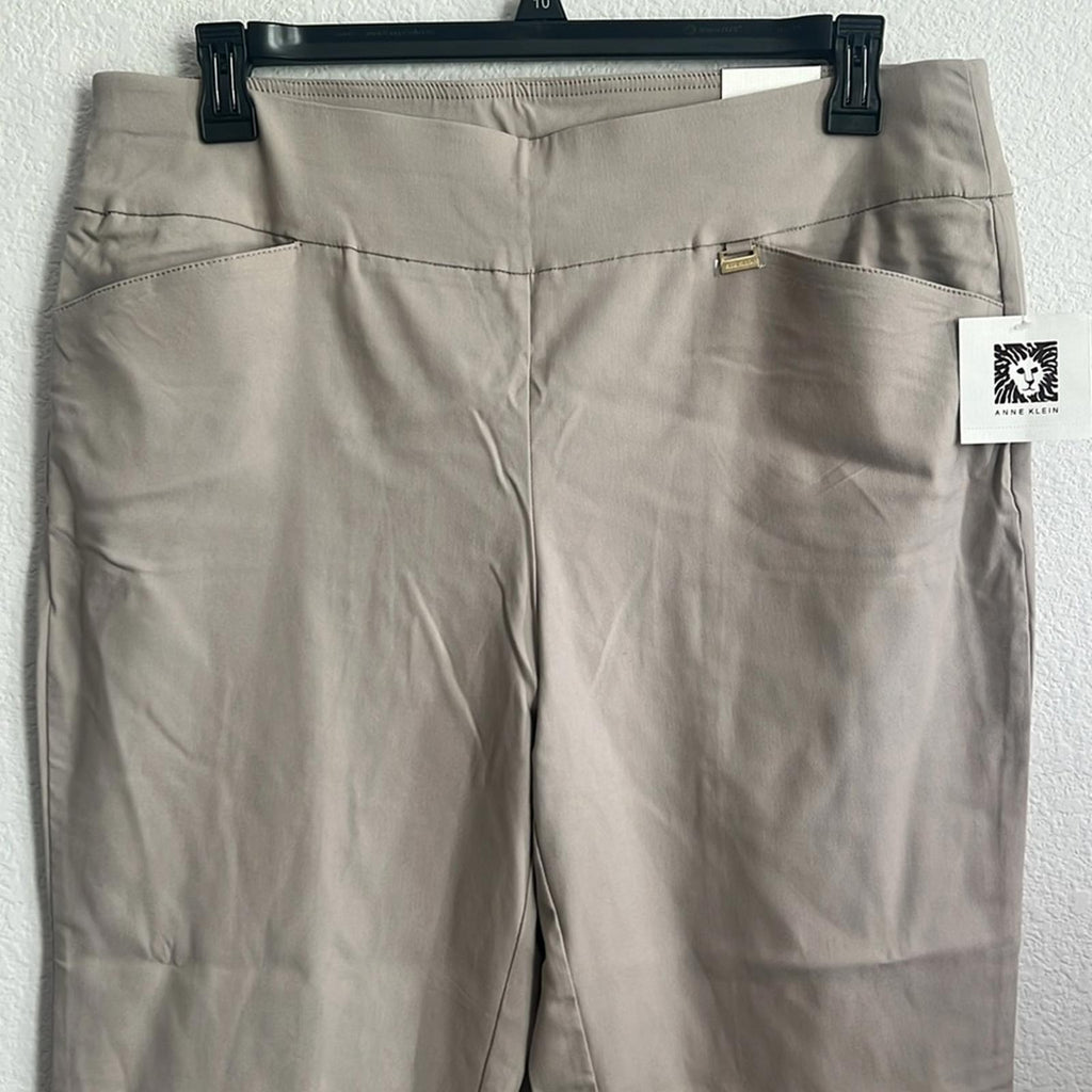 Anne Klein Pull-On Beige Slim Ankle Pants, Size 14, New w/Tag