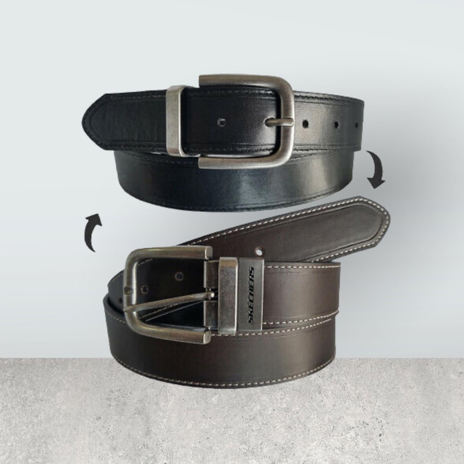 Skechers Belt Men's 38mm Reversible Oil Tanned Leather Buckle Belt Brown/Black