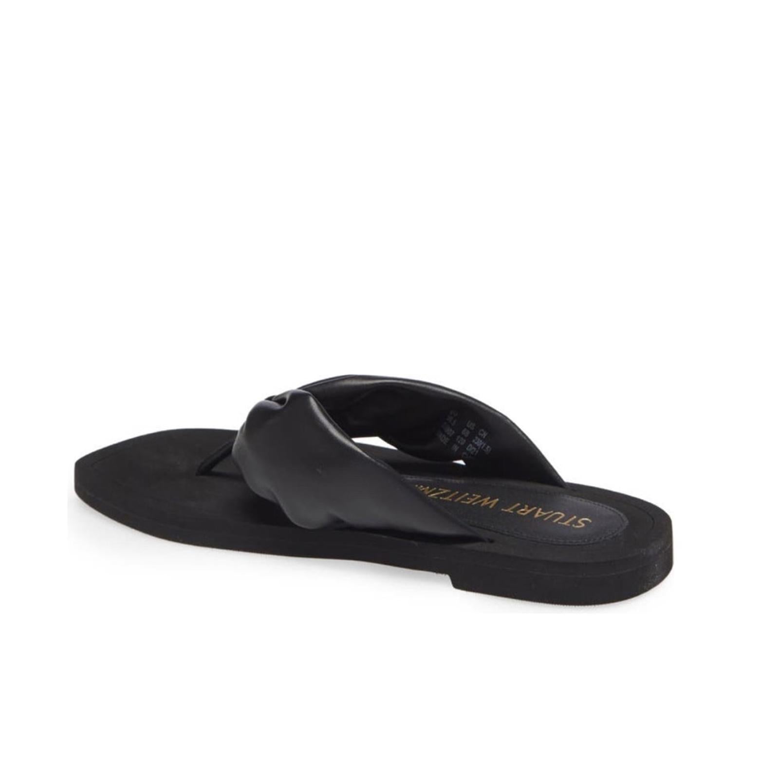 NEW Stuart Weitzman Leather Flip Flops in Black, Size US 8.5/ EU 39