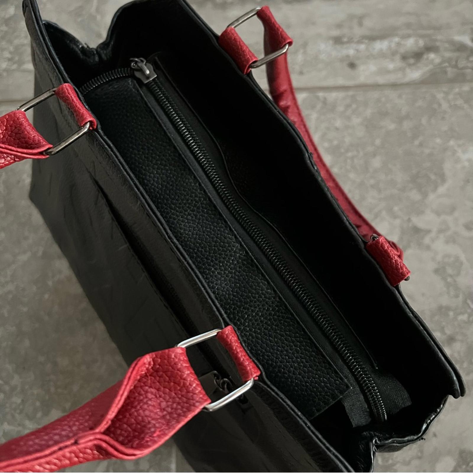 NEW JingPin Piju Faux Leather Bag, Crossbody|Shoulder Bag Black Red New w/o Tag