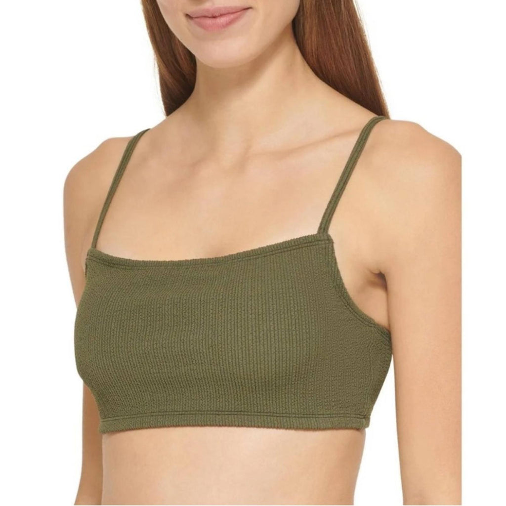 DKNY Women’s Ribbed Solid Bikini Swim Top, Size L NEW w/Tag