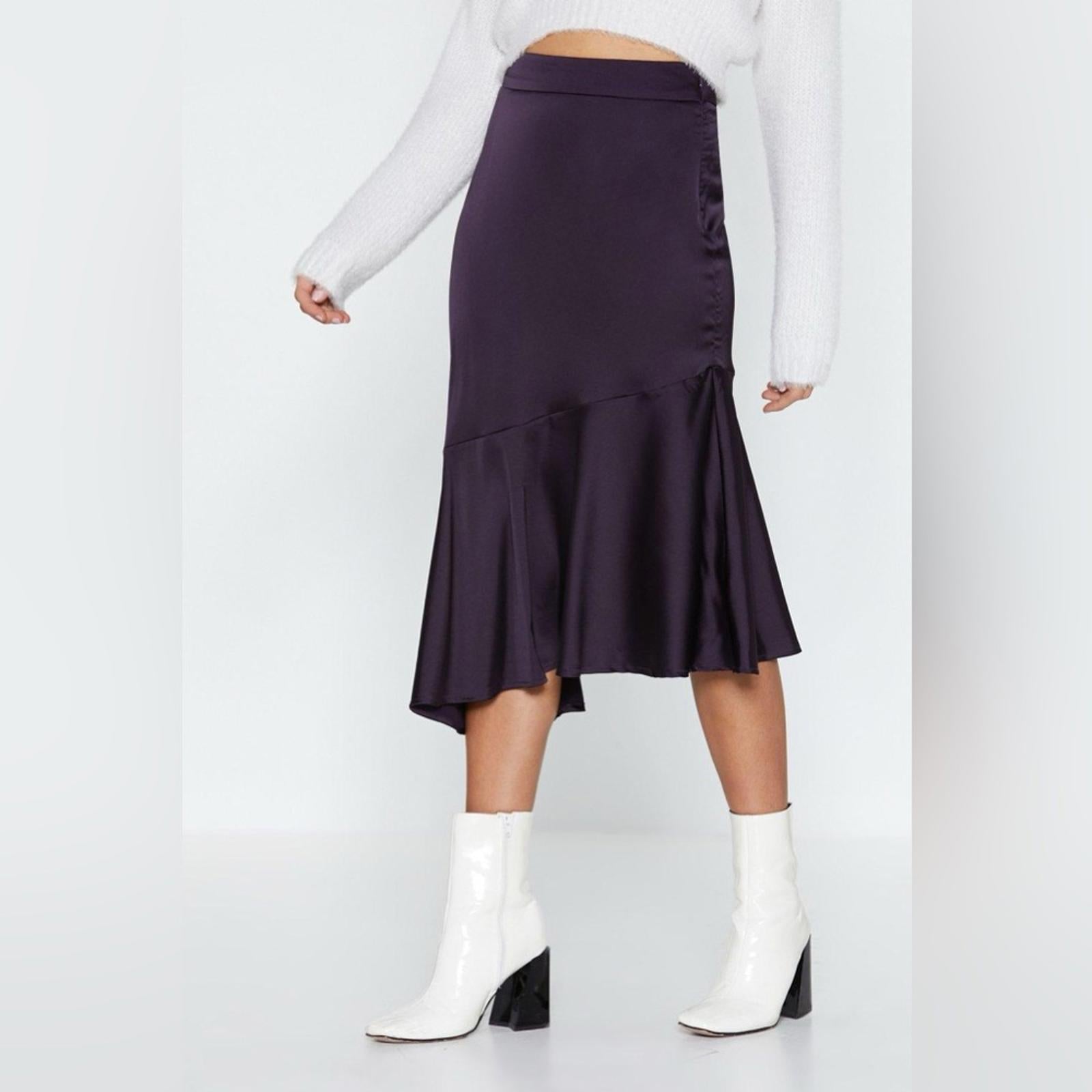 NEW Jason Wu Matte Satin Tiered Skirt in Purple, Size L New Original Packaging