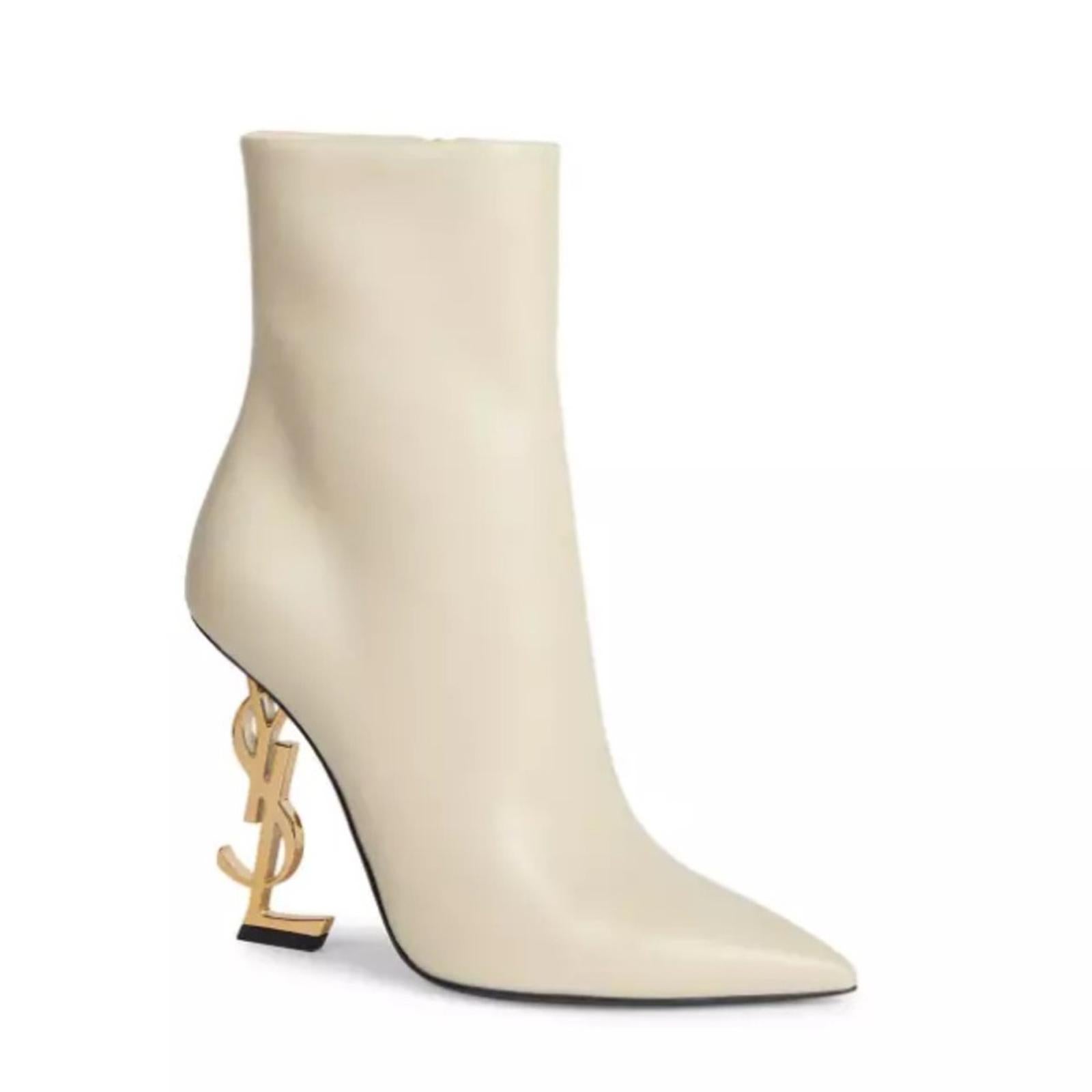 Saint Laurent 105mm Opyum Boots, Real Beige Light Bronze Size 35.5 New+Dust Bags