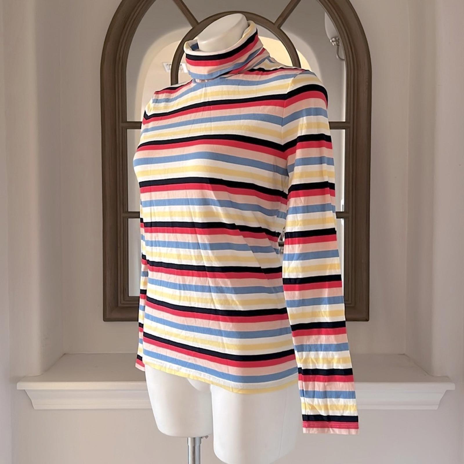 NEW Talbots Colorful Striped Turtleneck Tee, Size Small EXCELLENT!