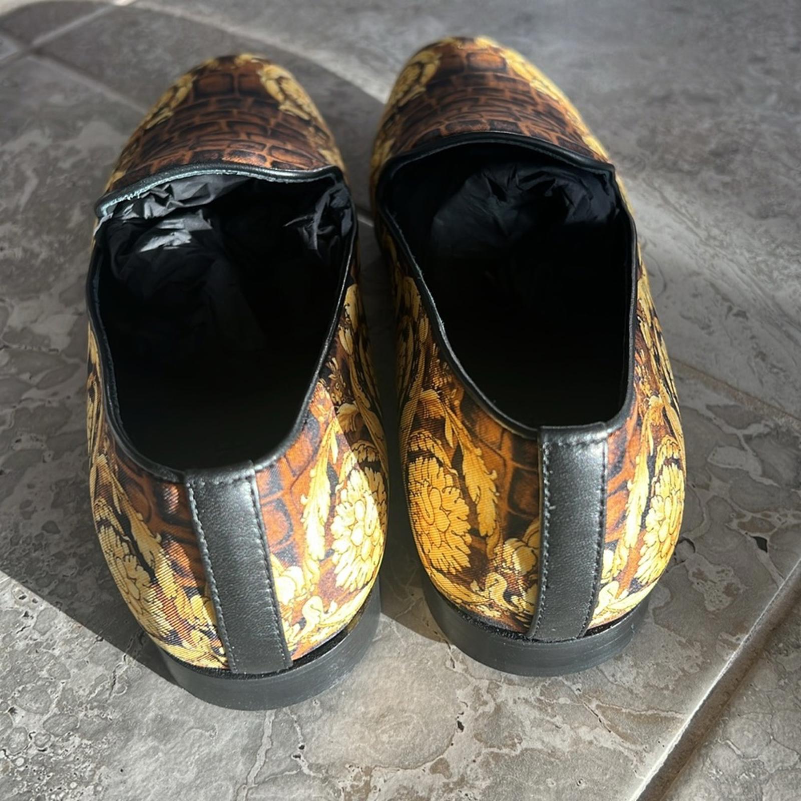 Versace Baroque Print Smoking Slippers Slip-On Shoes, Size EU 43 New +DustBag