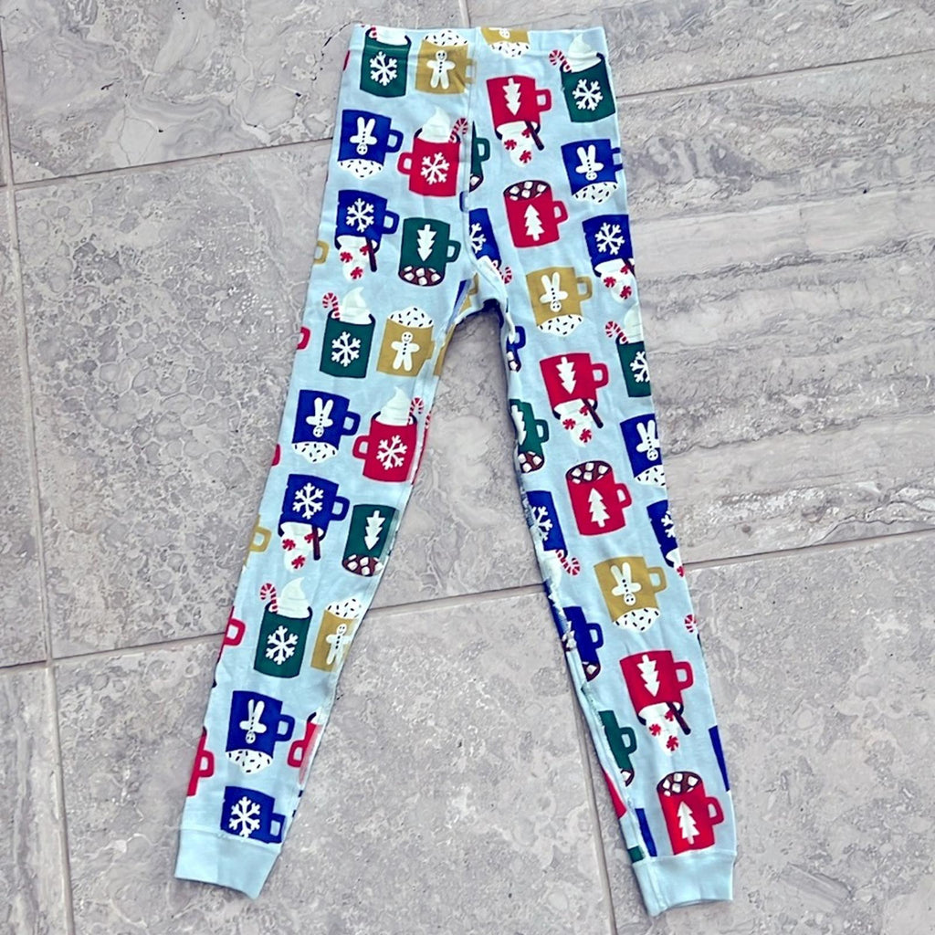 Hanna Anderson Long John Pajama Set, Holiday Cozy Cocoa Cups Size 8 New w/Tag