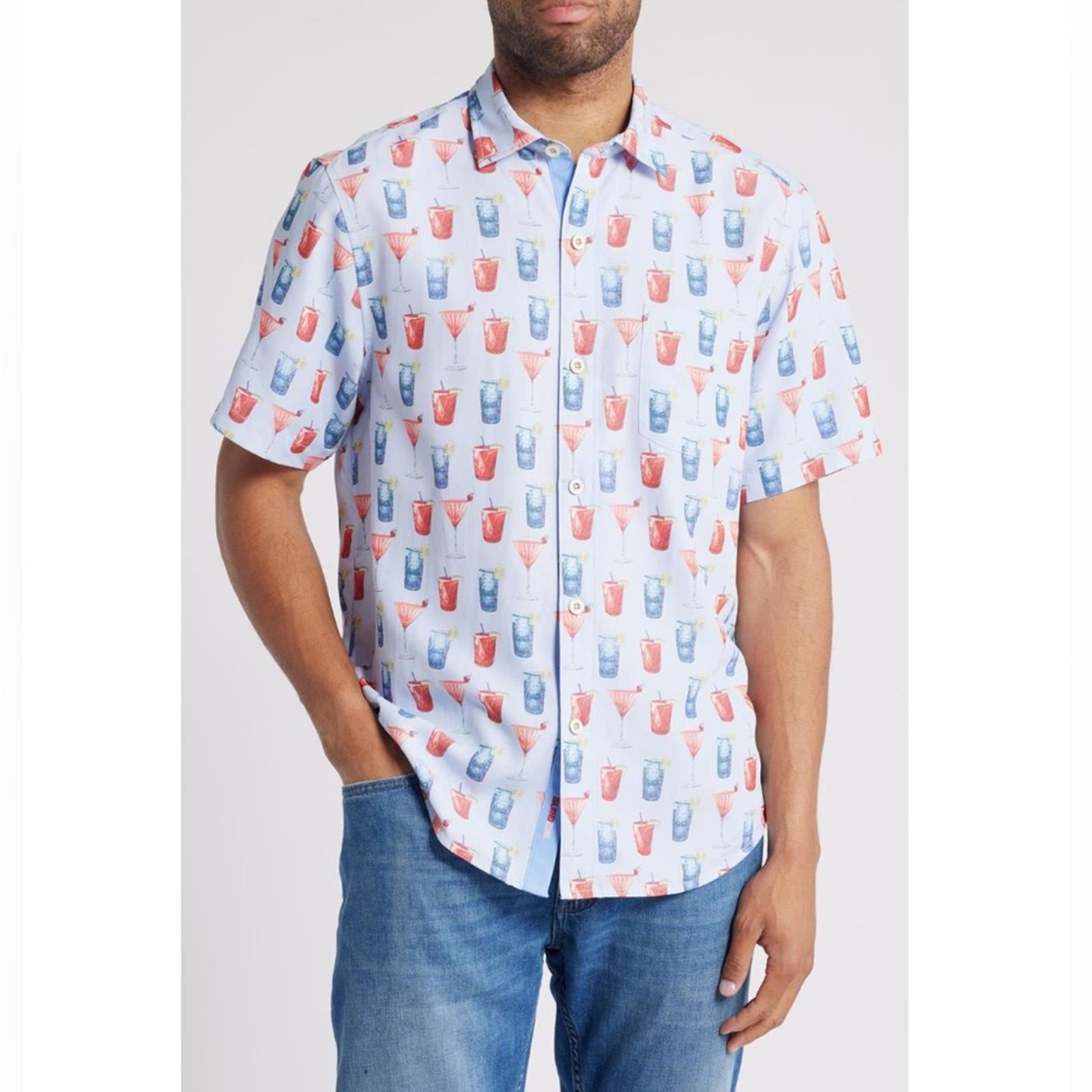 Tommy Bahama Coconut Point Island Zone Short Sleeve Button-Up Shirt NWT Size XL