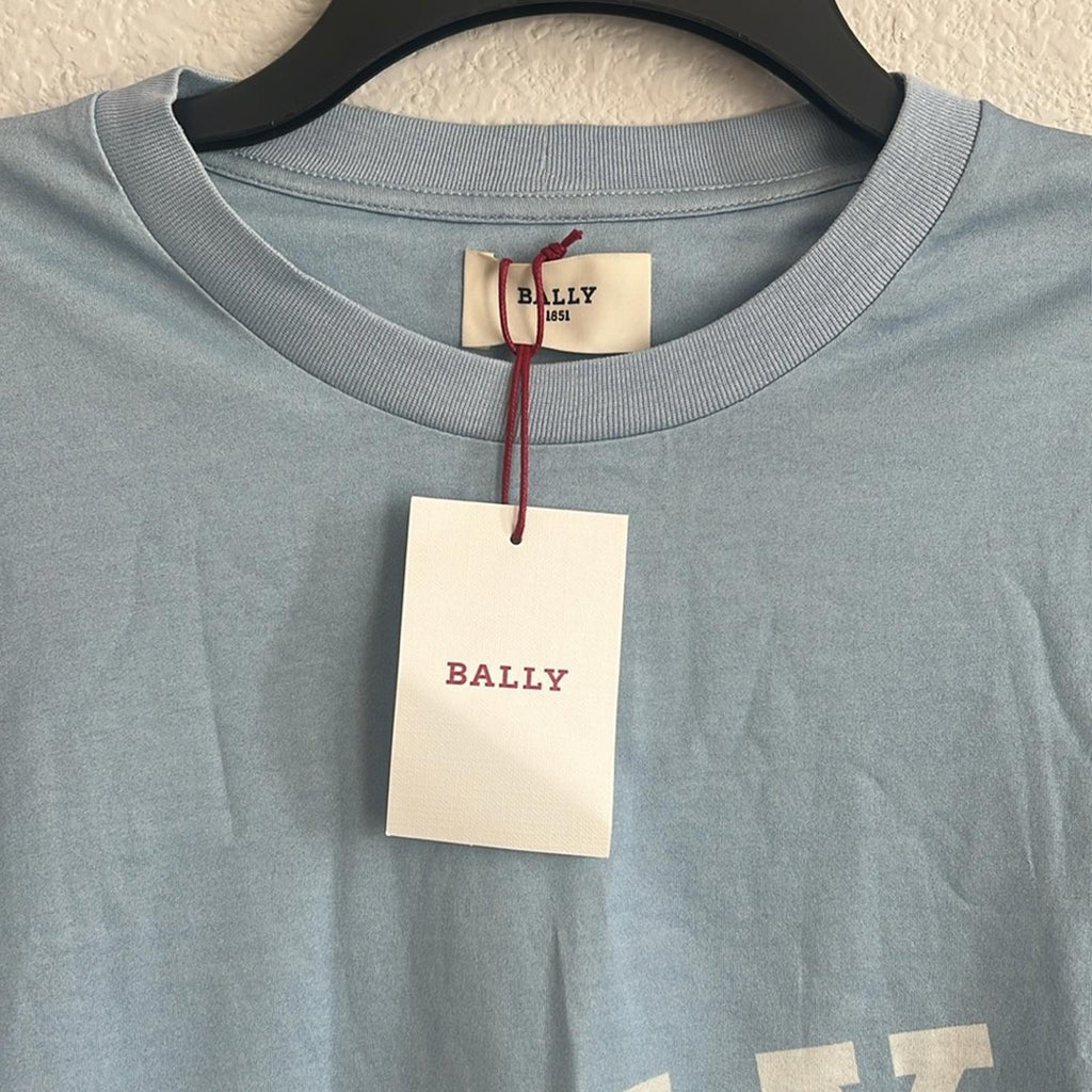 Bally Men’s Colorblock Logo Tee in Poolside/Midnight, Size M. NWT