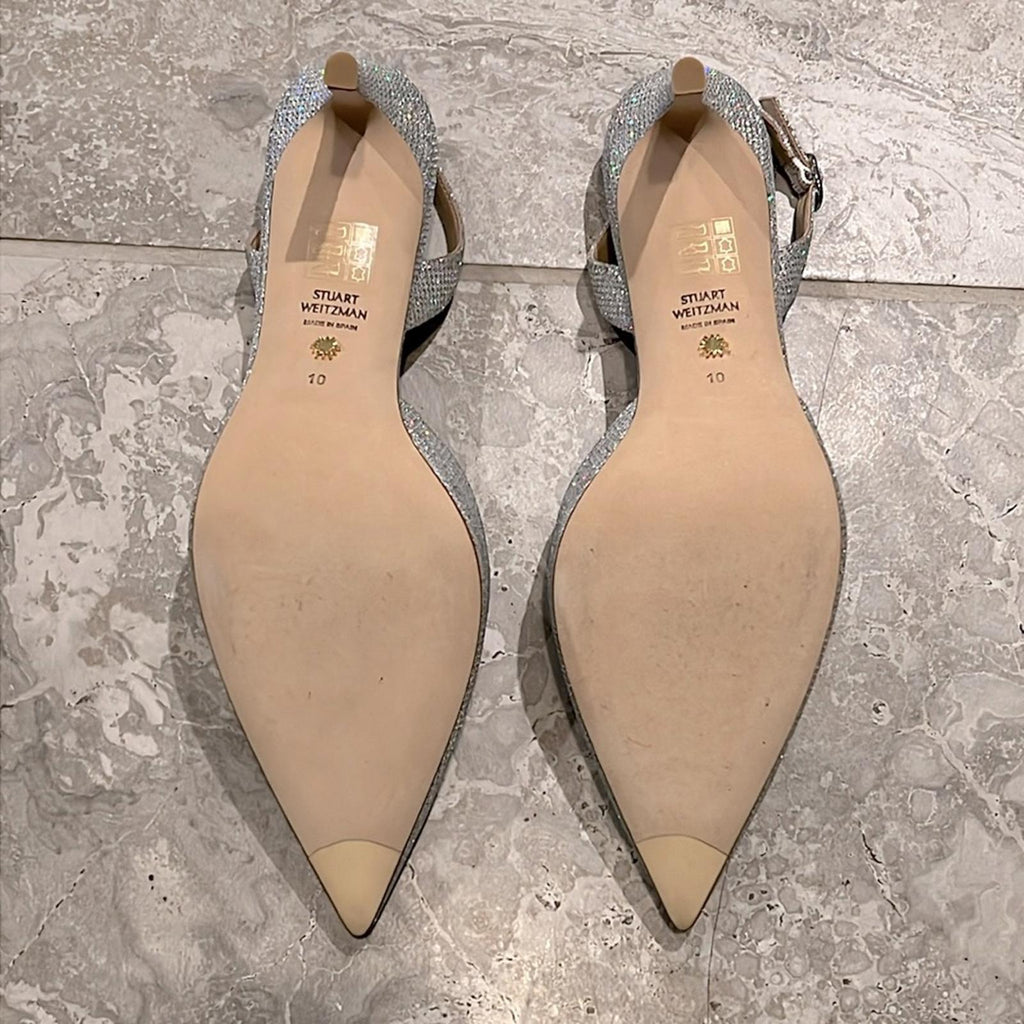 Stuart Weitzman Julia 75 Sling Pump Crystal Size 40.5|10 New in Box