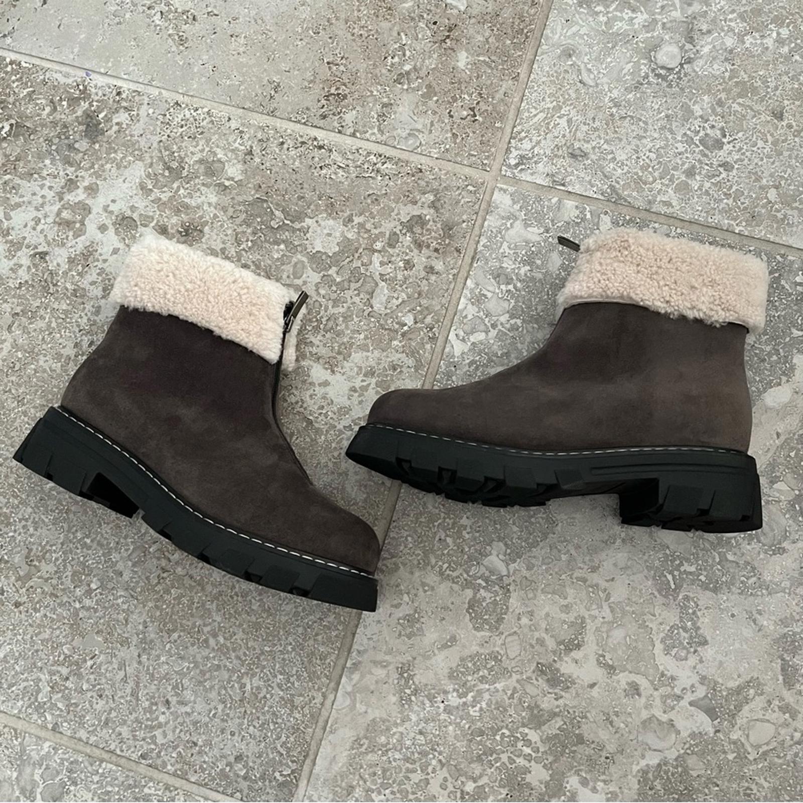 La Canadienne Abba Suede Shearling Waterproof, Brown Size 5M NEW Retail $585