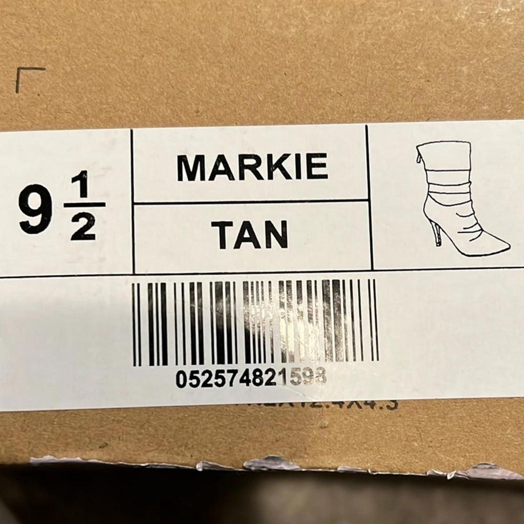 Journee Collection Markie Back Heel Zip Stiletto Booties in Tan, Size 9.5 NEW