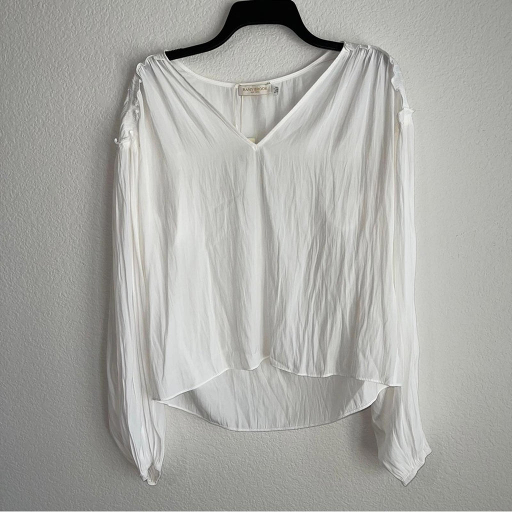 Ramy Brook Brielle Oversized Blouse in White, Size XS New with Tag Retail $345