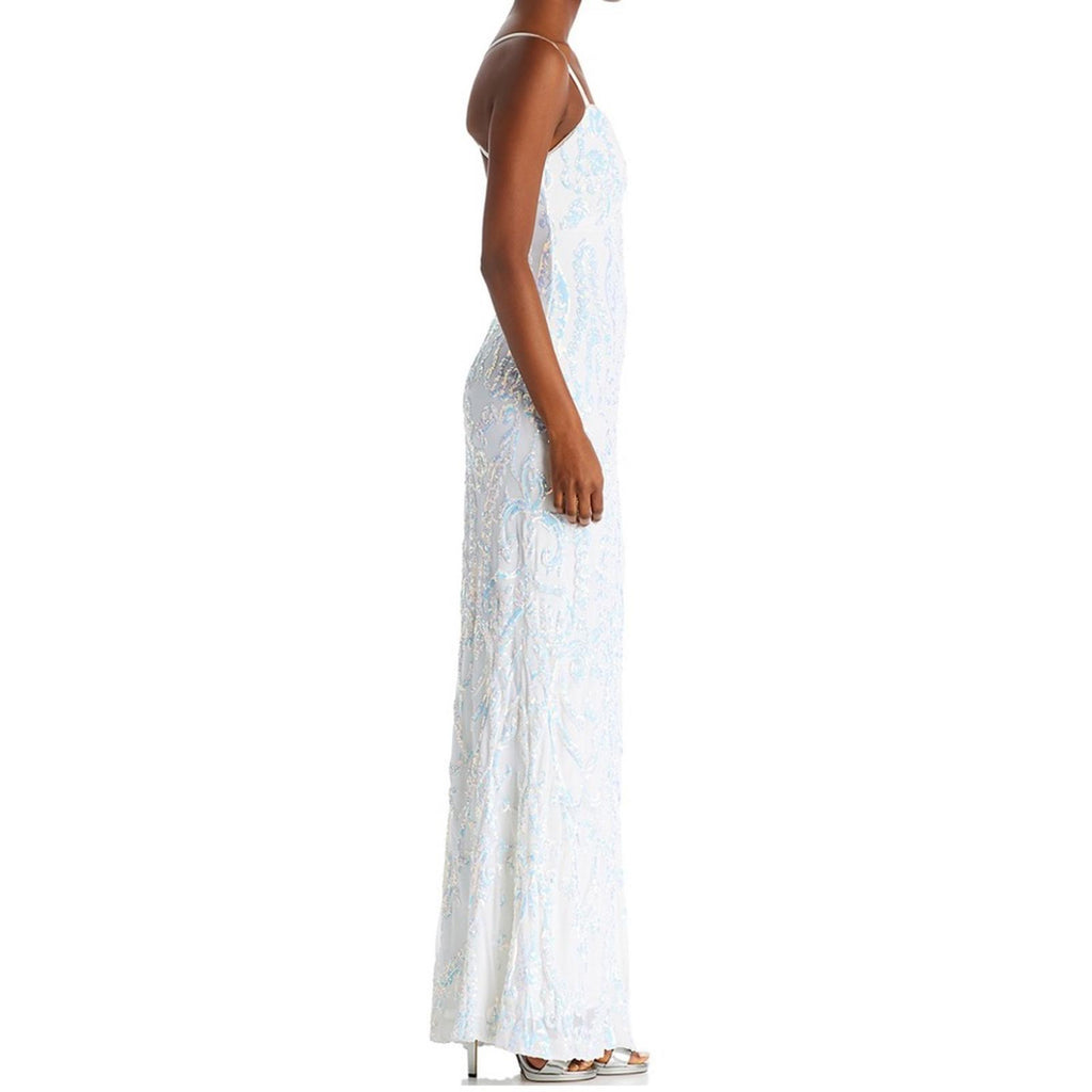 Aqua x Bloomingdale’s Filigree Sequin Gown in White Size 4 New w/Tag Retail $338