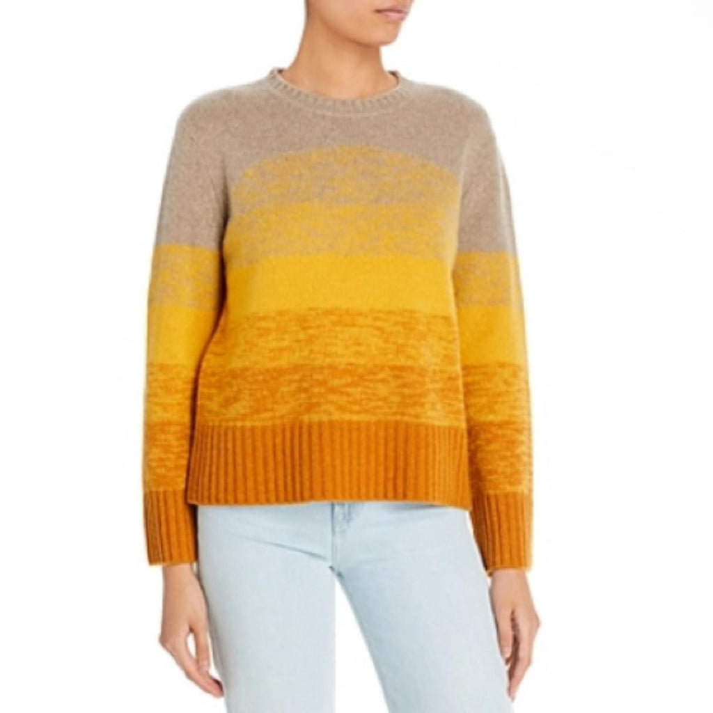 C by Bloomingdale's Cashmere Ombré Color Block Sweater, Yellow Size M NWT $228