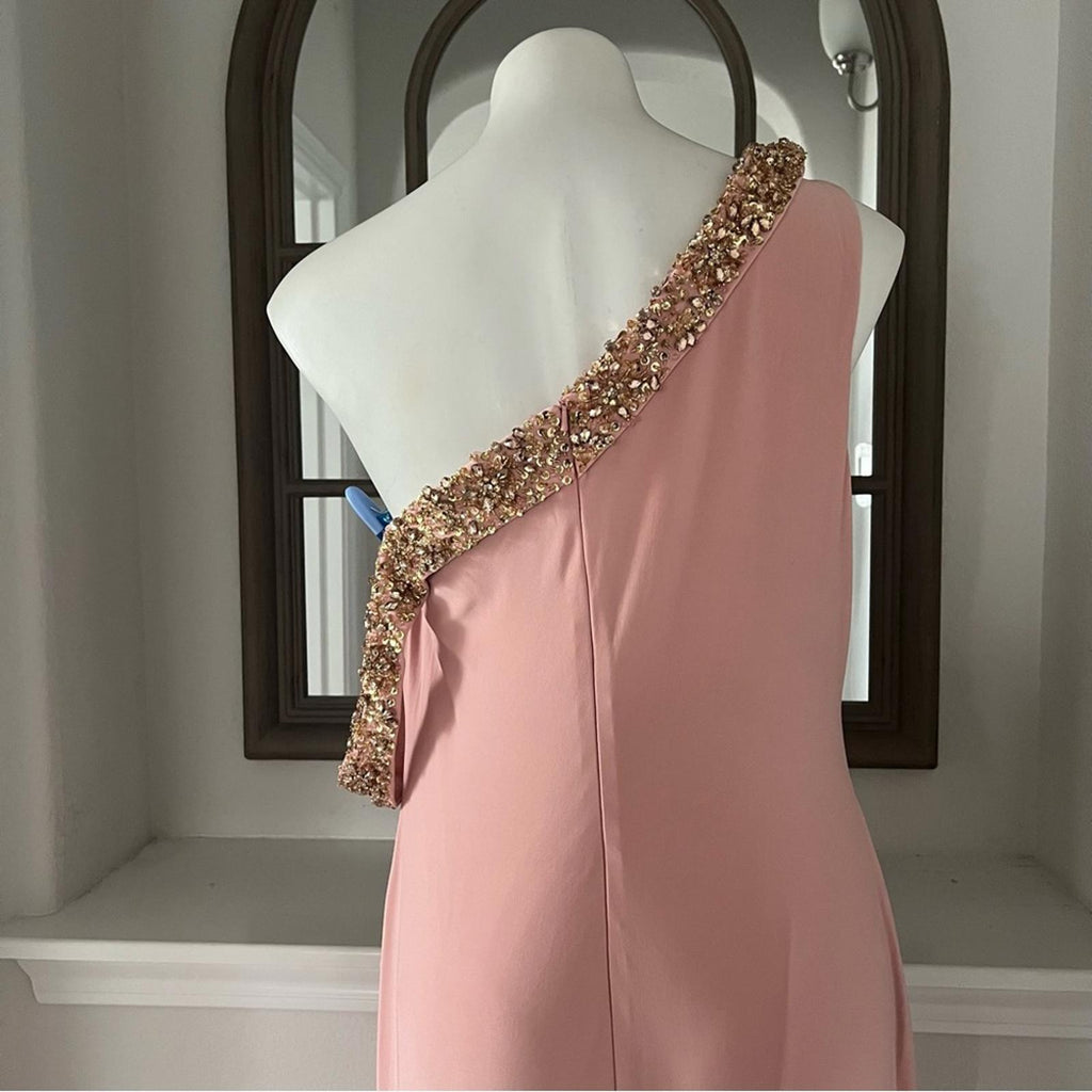Mac Duggal Beaded Drop Shoulder Jersey Gown, Size 12 New with Tag