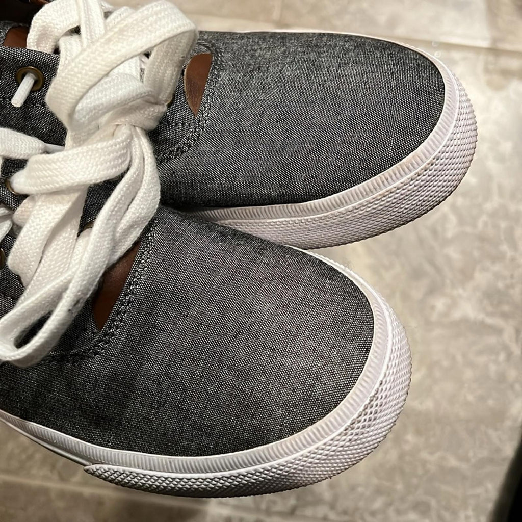 Polo Ralph Lauren Men’s Casual Lace-Up Sneakers Grey w/White Lace Size 8.5