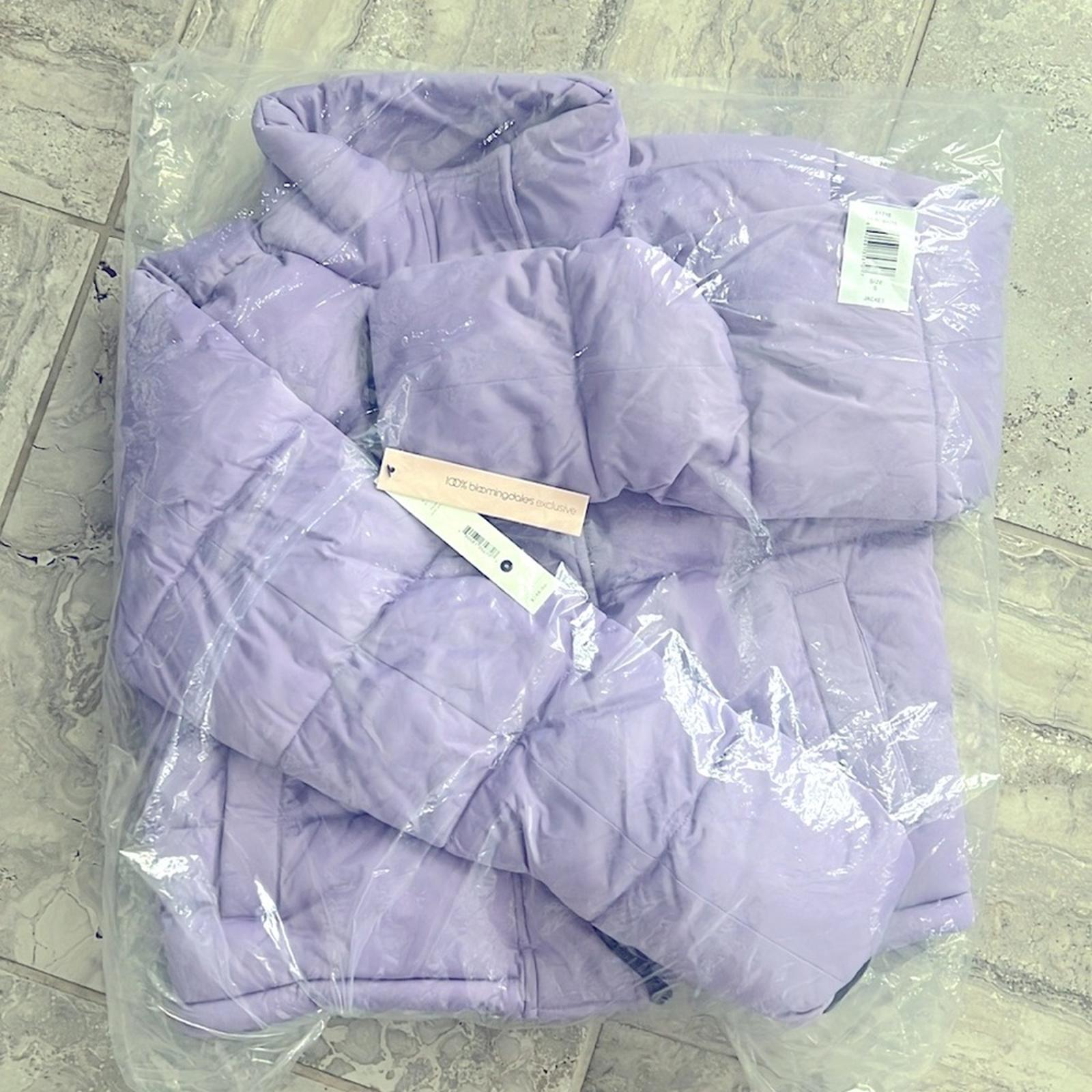 AQUA Quilted Cropped Puffer Jacket in Lilac, Size XS New w/Tag Retail $168