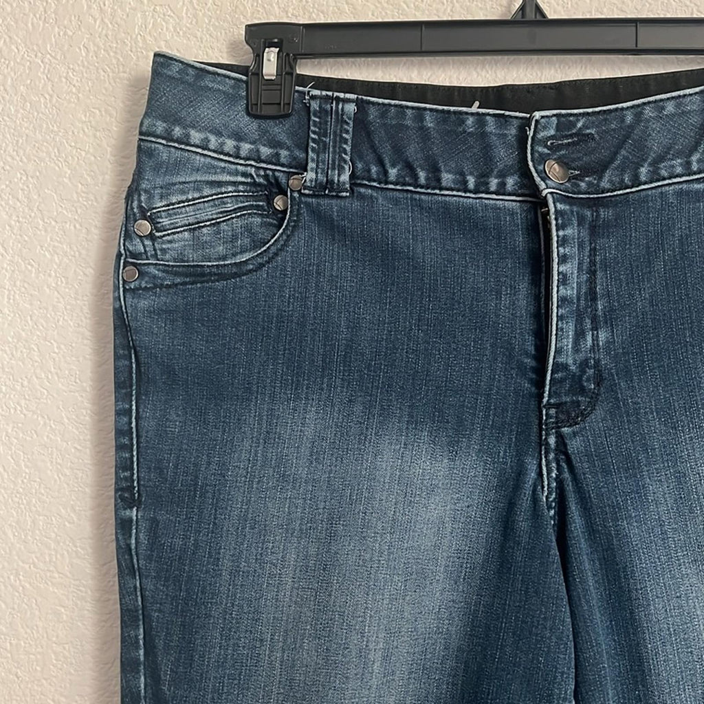 Lane Bryant High-Rise Tighter Tummy Two-Tone Skinny Jeans in Dark Wash, Size 18