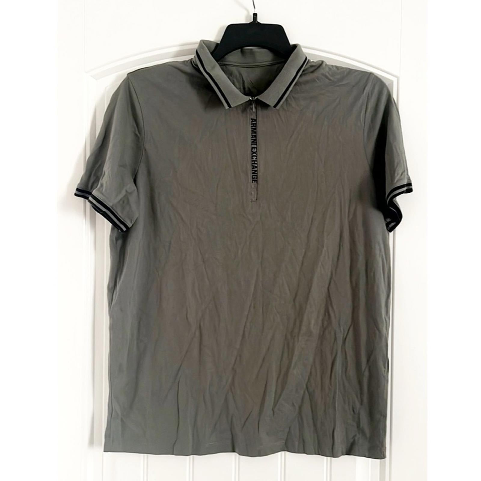 AX Armani Exchange Zipper Logo Polo Shirt in Olive Green, Size XL EXCELLENT!