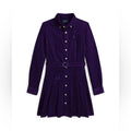 Polo Ralph Lauren Belted Pleated Corduroy Shirtdress in Navy, NWT, Size 10