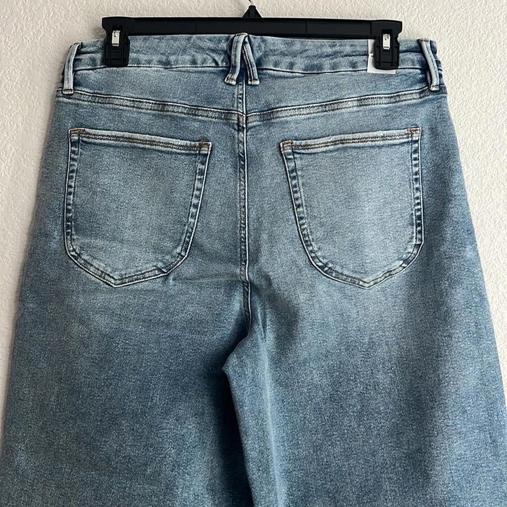 Good American High Rise Cropped Wide Leg Jeans in Blue Indigo, NWT, Size 16