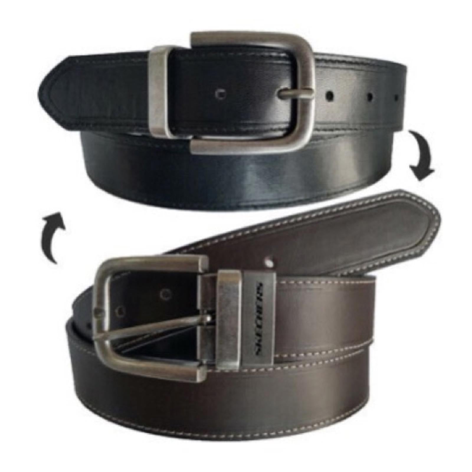 Skechers Belt Men's 38mm Reversible Oil Tanned Leather Buckle Belt Brown/Black
