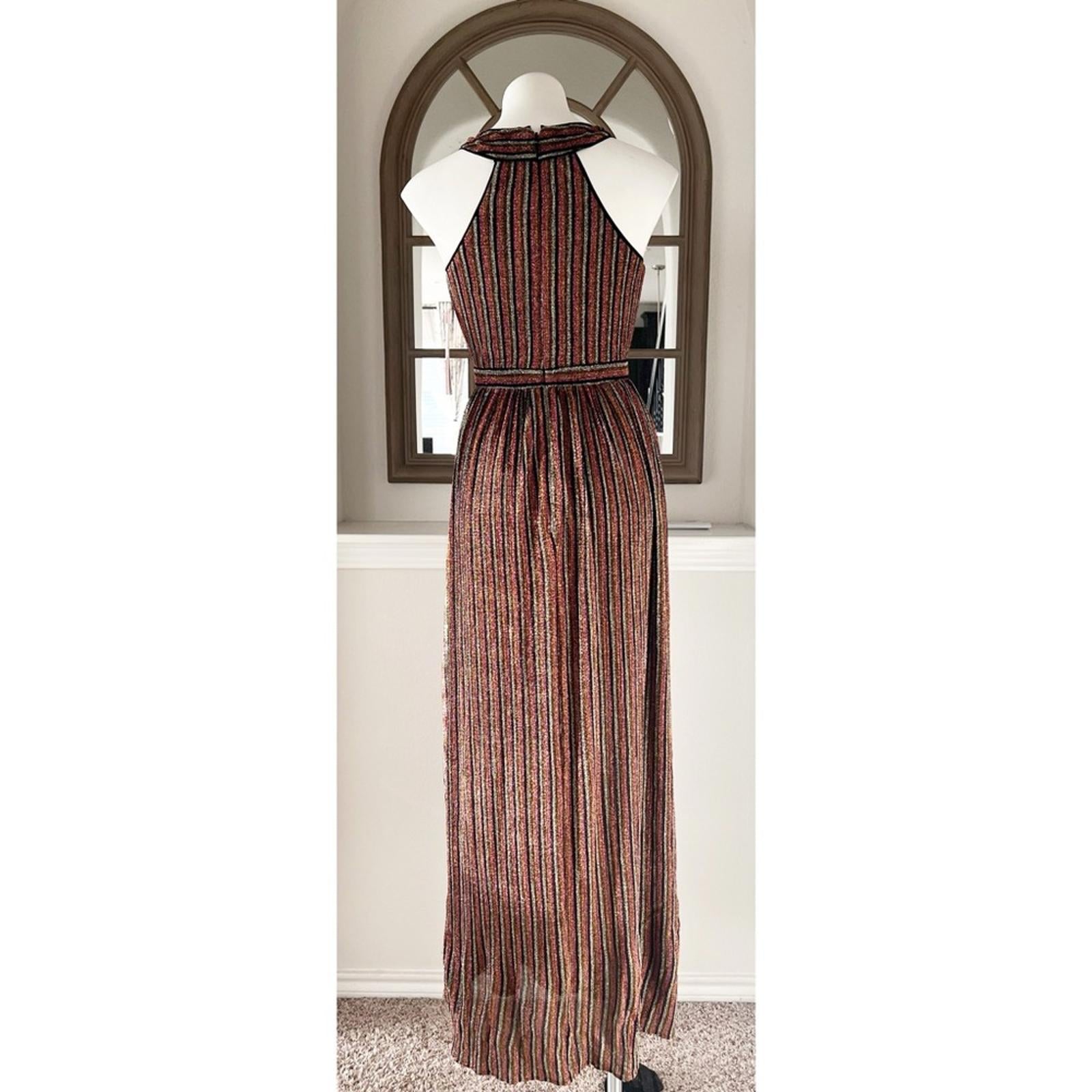 Aqua Striped Metallic Gown in Black Multi, Size XS New w/Tag Retail $298