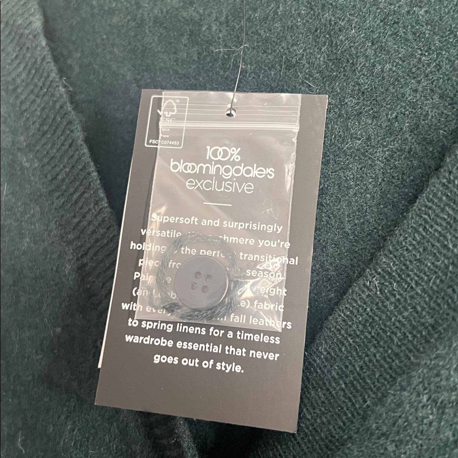 C by Bloomingdale's Cashmere V-Neck Cardigan in Dark Green, Size S, NWT
