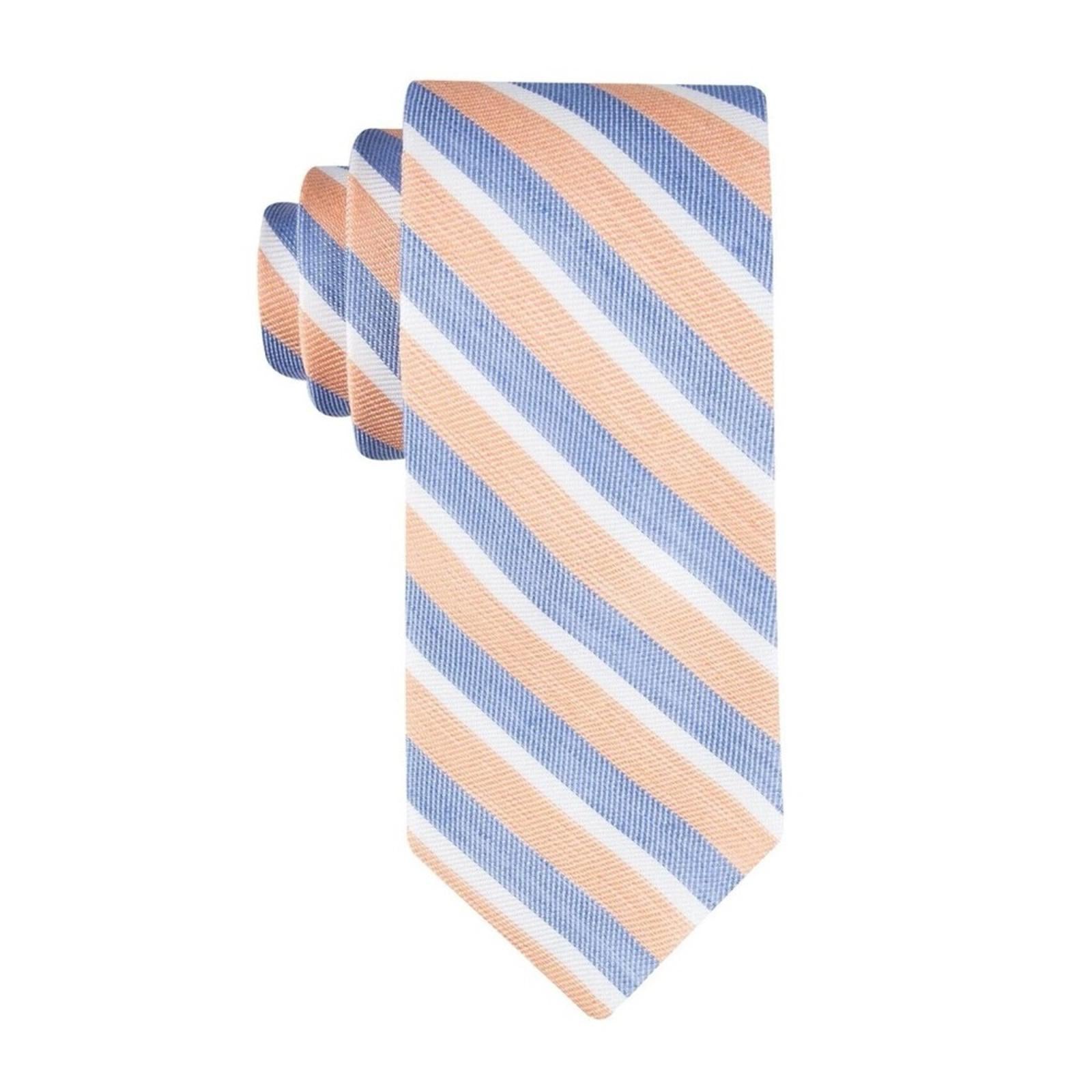 Tommy Hilfiger Men’s Linen Beach Stripe Tie in Peach, One Size, NWT
