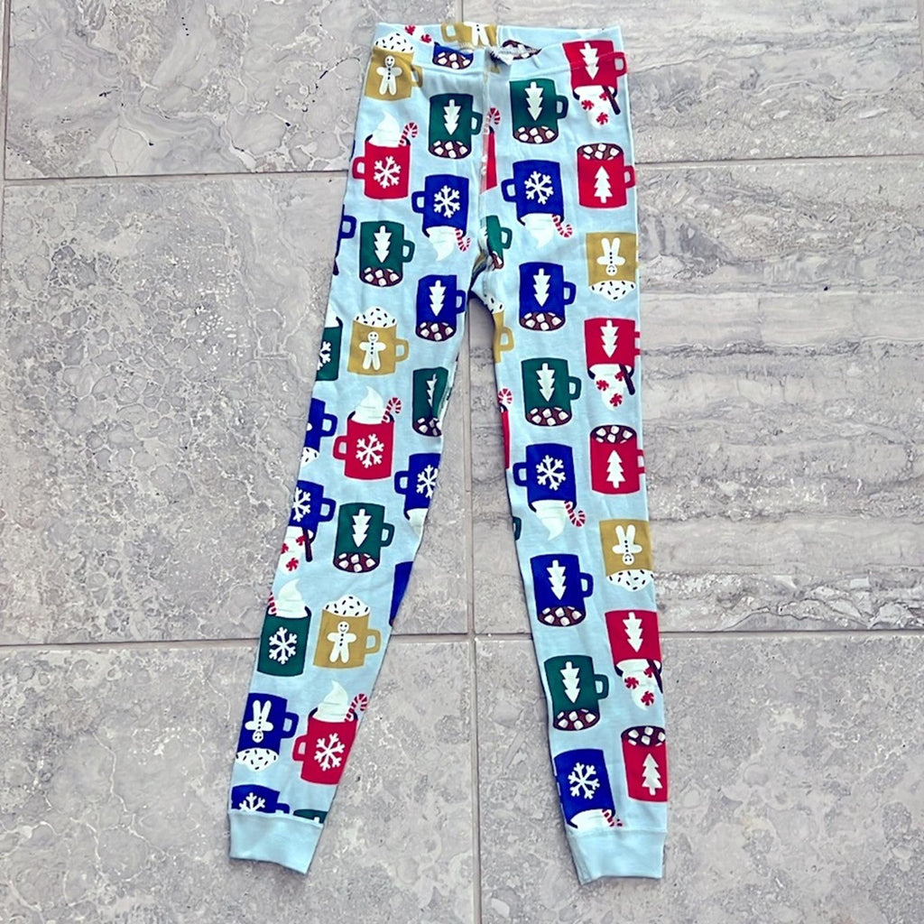Hanna Anderson Long John Pajama Set, Holiday Cozy Cocoa Cups Size 8 New w/Tag
