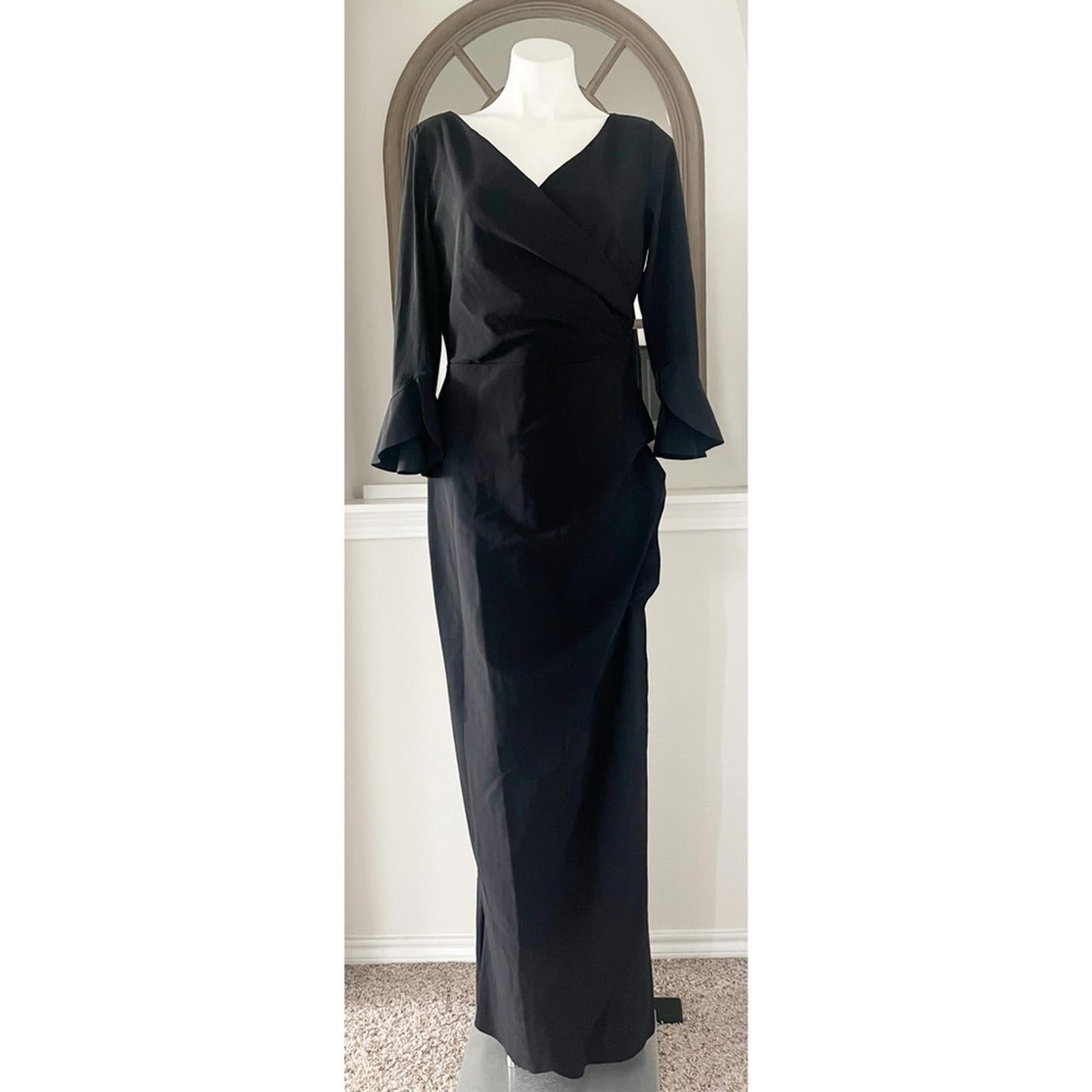 NWT Chiara Boni La Petite Robe Zalfa Column Gown in Black Size 16 MADE IN ITALY