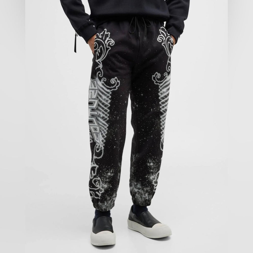 Versace Jeans Couture Felpa Panel Galaxy Sweatpants in Black/White, NWT, Size L