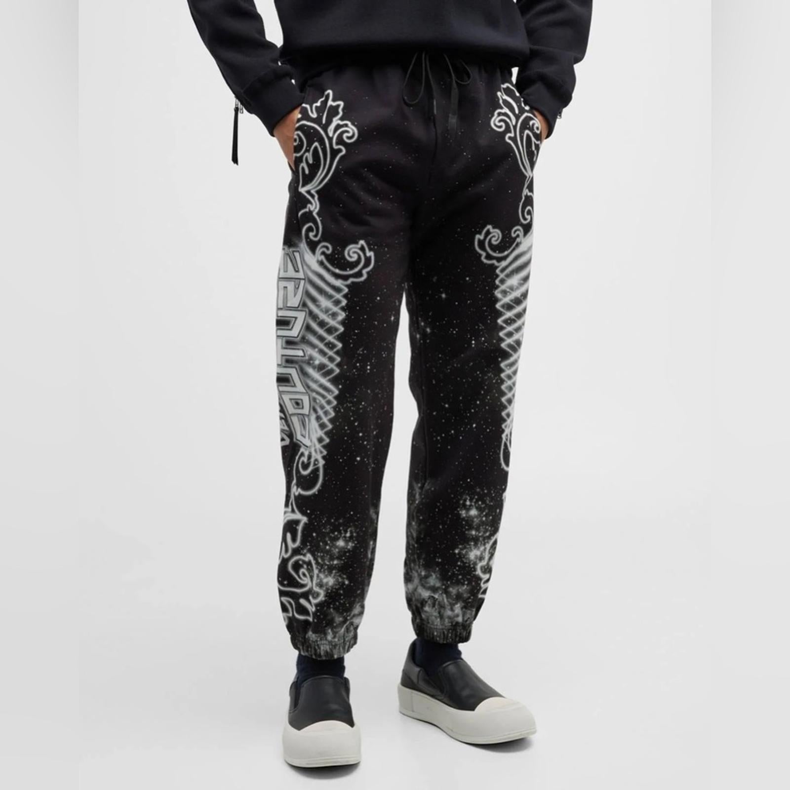Versace Jeans Couture Felpa Panel Galaxy Sweatpants in Black/White, NWT, Size L