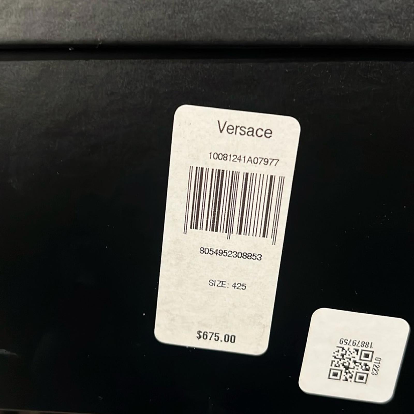 Versace AllOver Logo Odissea Low-Top Men’s Sneakers, Beige-Brown, New, Size 42.5