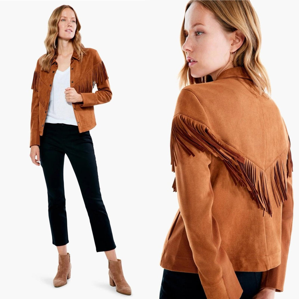 NIC+ZOE Plus Faux Suede Fall Fringe Jacket, Size 2X New w/Tag