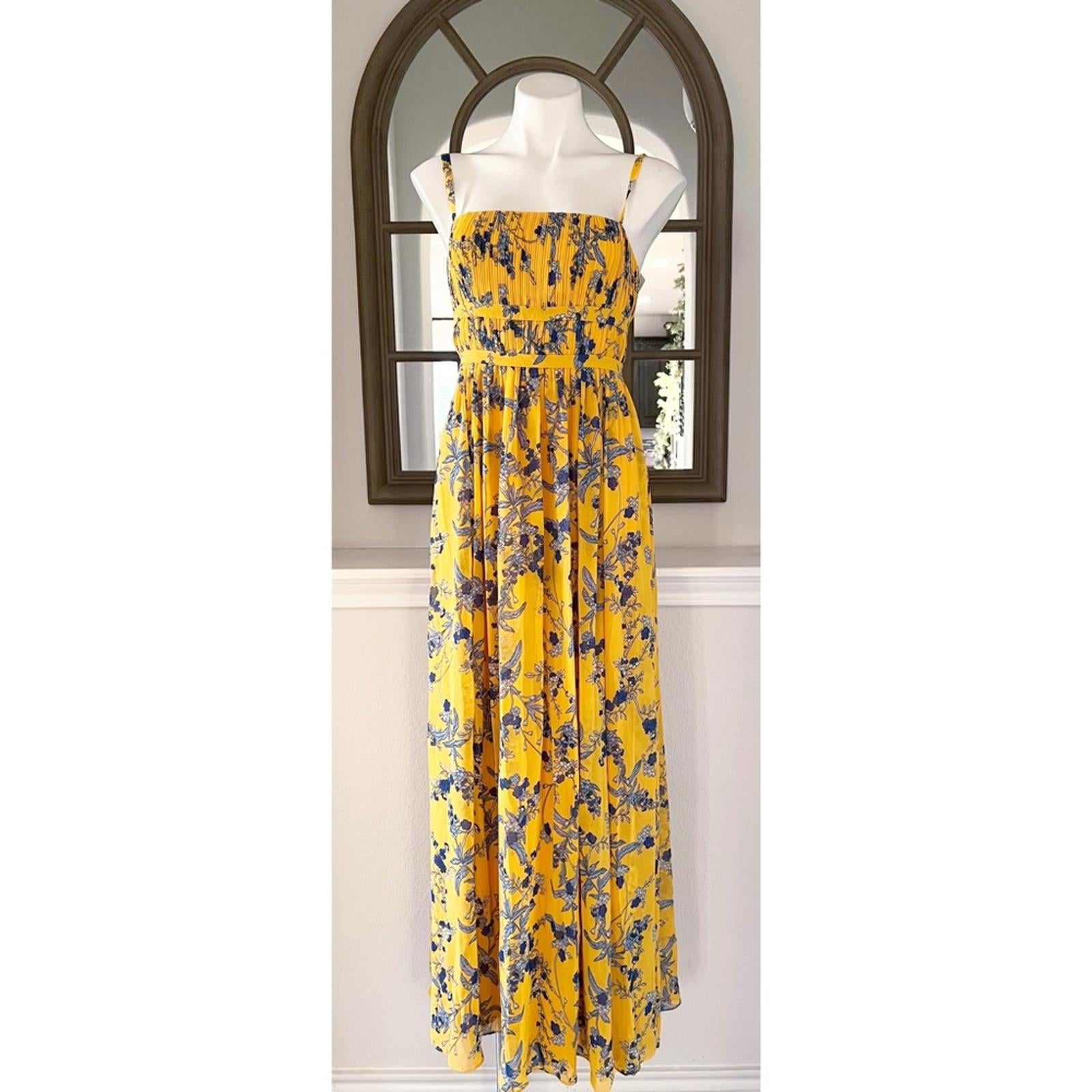 Aqua Bloomingdale’s Square Neck Evening Dress in Apricot, Size S New w/Tag $298