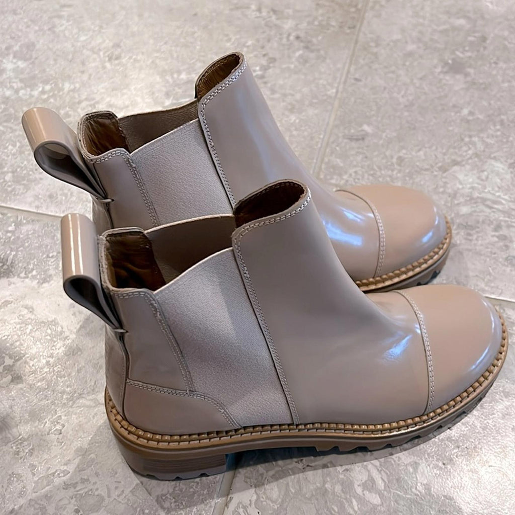 See by Chloé Mallory Chelsea Boots in Beige, Size 39 NEW + DustBag